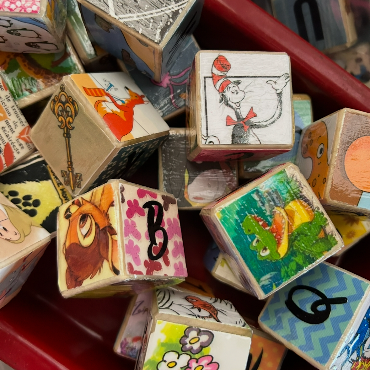 Wooden Baby Blocks - Handmade from Recycled Children's Books | Educational Toy Gift