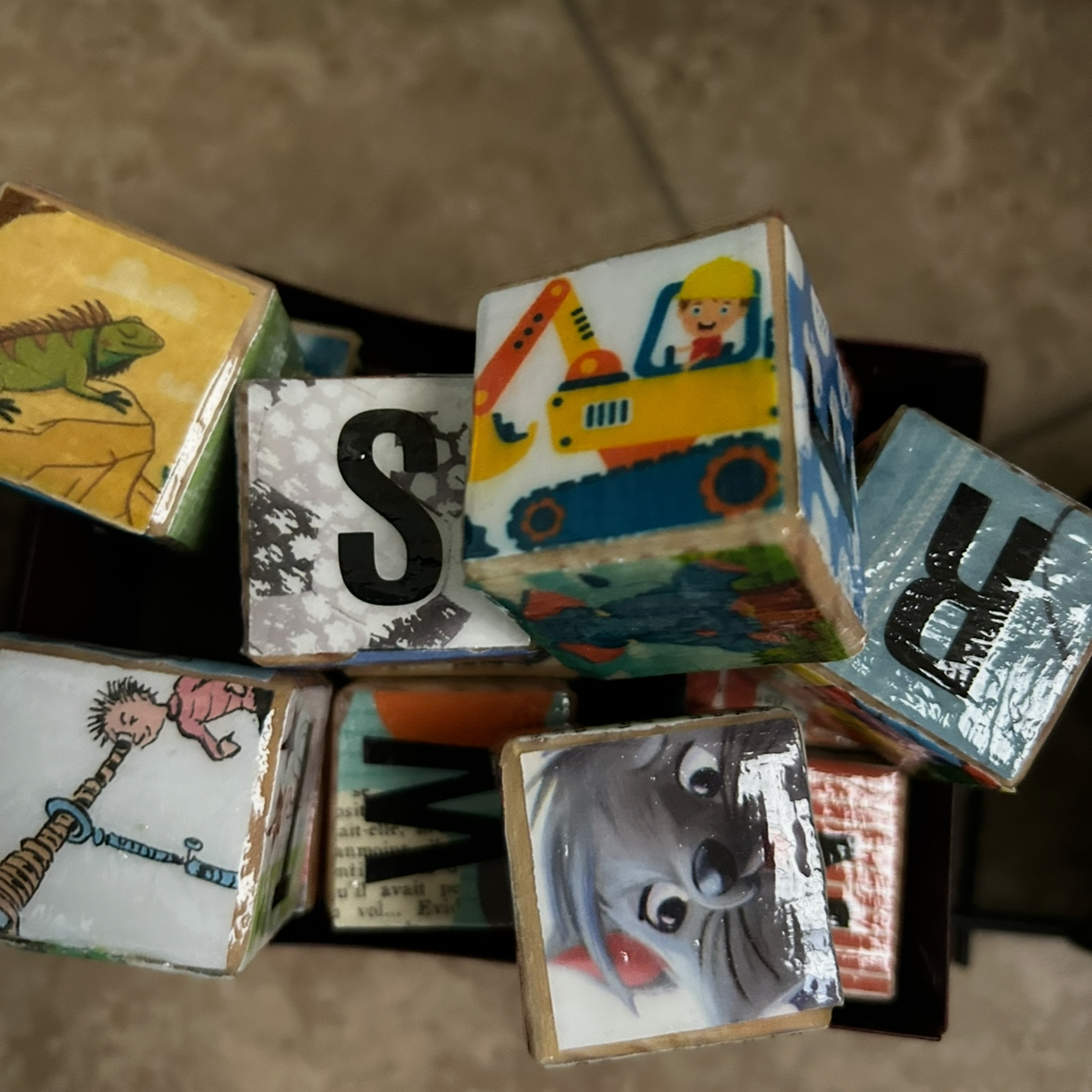 Wooden Baby Blocks - Handmade from Recycled Children's Books | Educational Toy Gift